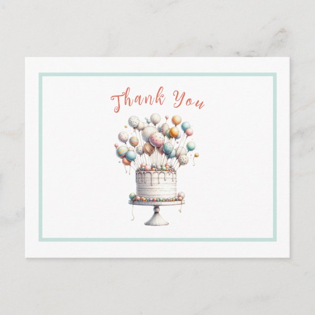 Postal Surrealista, Globos Lindos y Tarta de Cumpleaños (Anverso)