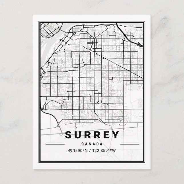 Postal Surrey British Columbia Canada Travel City Map (Anverso)