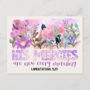 Postal Sus misericordias son nuevas Biblia cristiana Flor