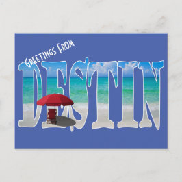 Postal Sus saludos con el logotipo de la tipografía de De