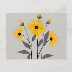 Postal Susan Flowers minimalista de ojos negros
