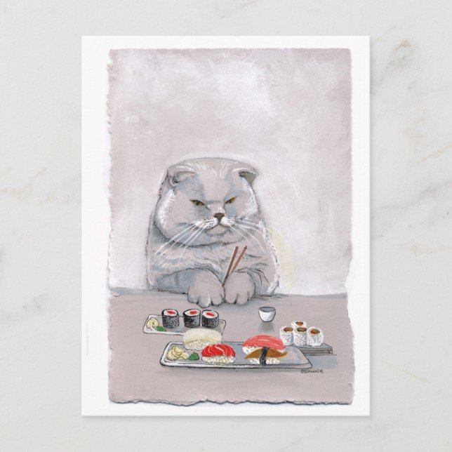 Postal Sushi Cat Mr Grump ©CSiravo (Anverso)
