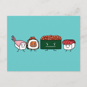 Postal Sushi feliz prepara comida japonesa