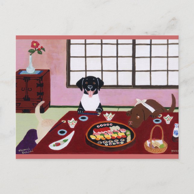 Postal Sushi Fiesta Labradors (Anverso)