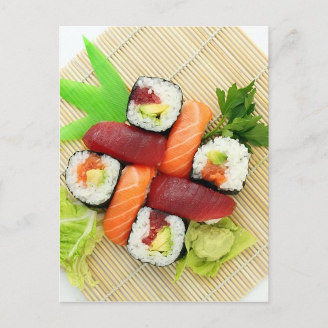 Postal Sushi Japonés Delicioso Comida Asiática Sabroso (Anverso)