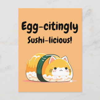 Postal Sushi-licioso de huevo - gato de sushi de Tamago