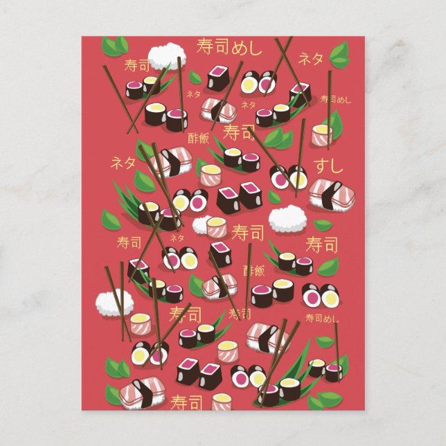 Postal Sushi Rojo (Anverso)