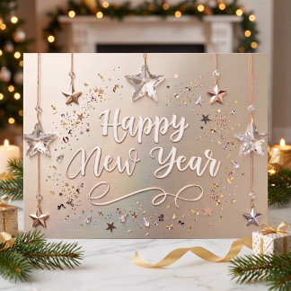 Postal Suspended Stars Feliz Año Nuevo Chic