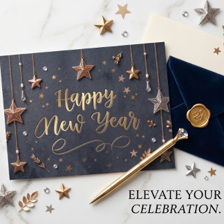 Postal Suspendidas Estrellas Feliz Año Nuevo Chic