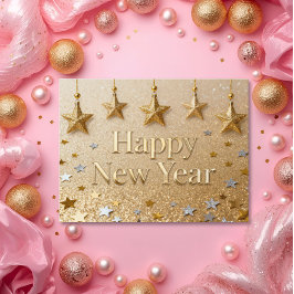 Postal Suspendidas estrellas Feliz Año Nuevo Chic Moderno