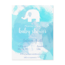 süße Baby Fiesta Einladung blau aquarell Elefant