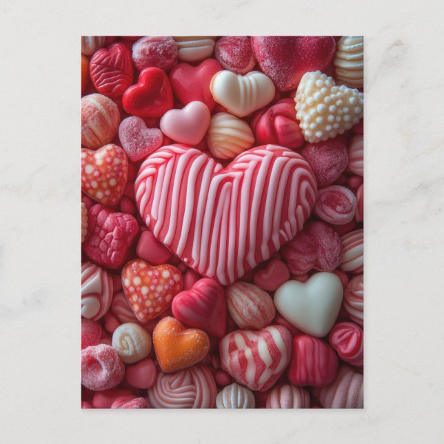 Postal Süße bunte Herzen Valentinstag (Anverso)