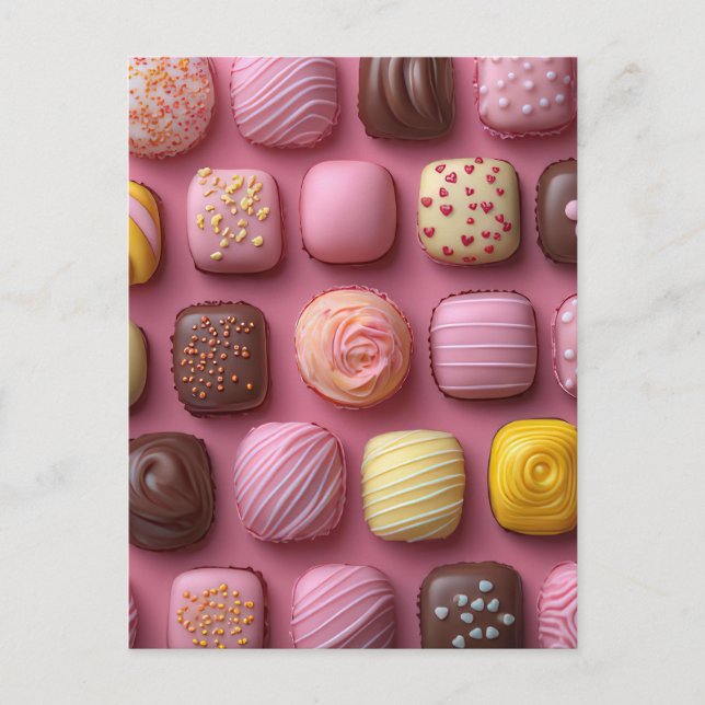 Postal Süße bunte Pralinen Valentinstag (Anverso)