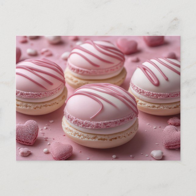 Postal Süße Macarones mit Herzen Valentinstag (Anverso)