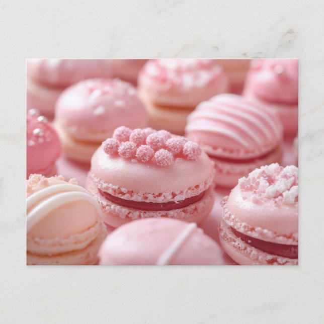 Postal Süße pinke Macarones Valentinstag (Anverso)