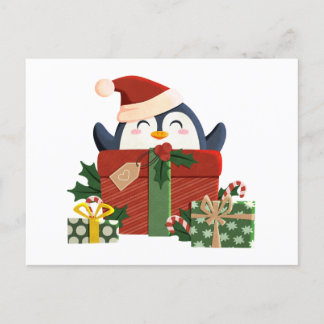 Postal Süßer Pinguin wünscht frohe Weihnachten