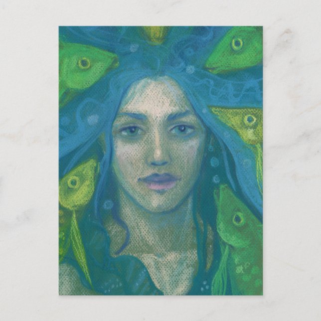 Postal Susurro, Sirena Pescado Surreal Fantasía Arte Pint (Anverso)