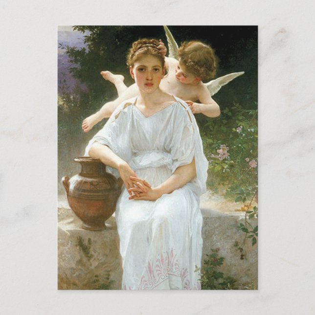 Postal "Susurros de amor" por Bouguereau (Anverso)