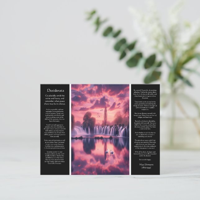 Postal Susurros de Desiderata de la puesta de sol, sueños (Anverso de pie)