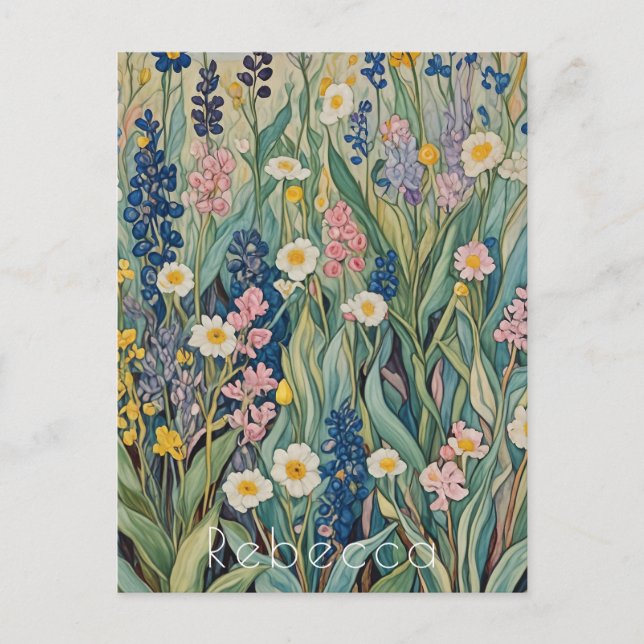 Postal Susurros de pradera: Flores silvestres pasteles (Anverso)