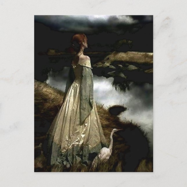 Postal "Susurros en el viento" por Edward Robert Hughes (Anverso)