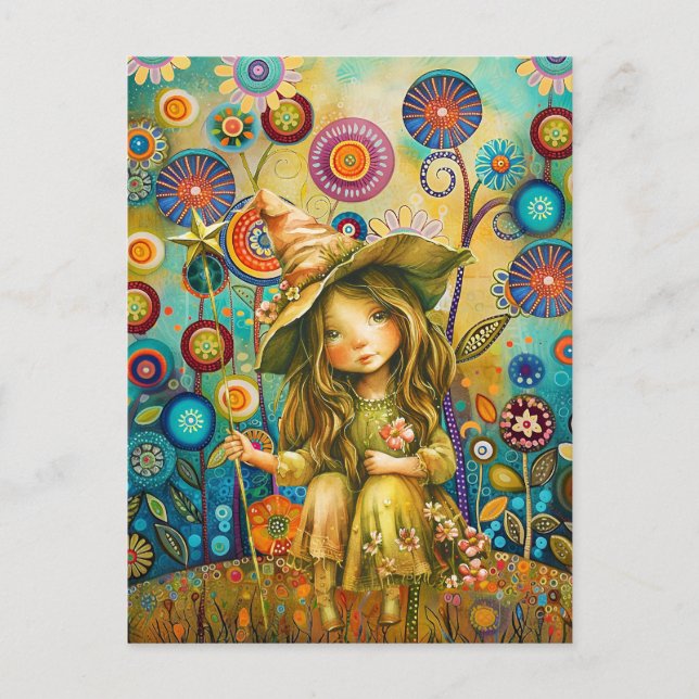 Postal Susurros Mágicos Entre Las Flores (Anverso)