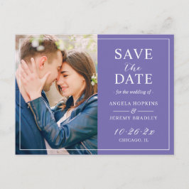 Postal Sutil foto ligera púrpura perwinkle Save the Date