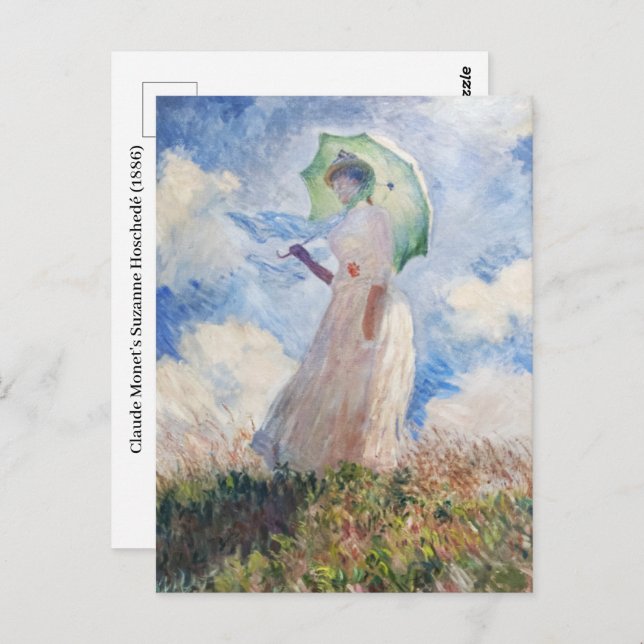 Postal Suzanne Hoschedé de Claude Monet (1886) (Anverso / Reverso)