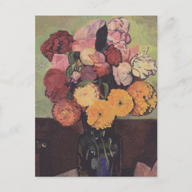 Postal Suzanne Valadon Flower Vase en una mesa redonda (Anverso)