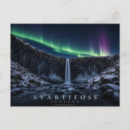 Postal Svartifoss Cascadas Negras Islandia Luces del Nort