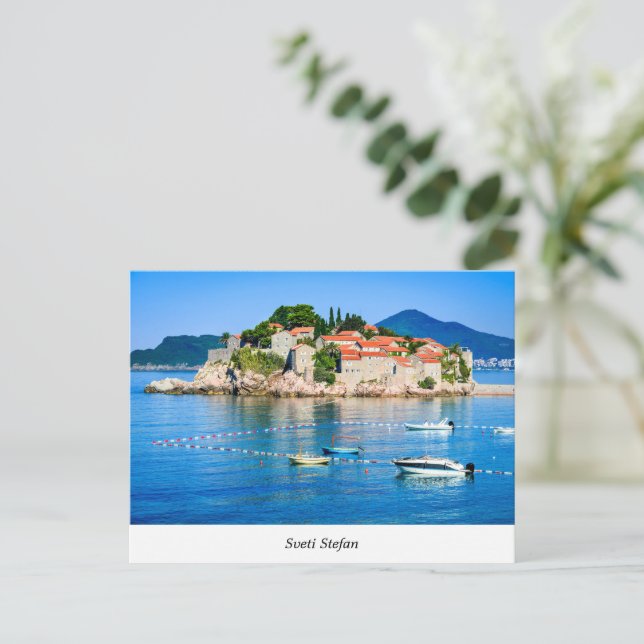 Postal Sveti Stefan (Anverso de pie)