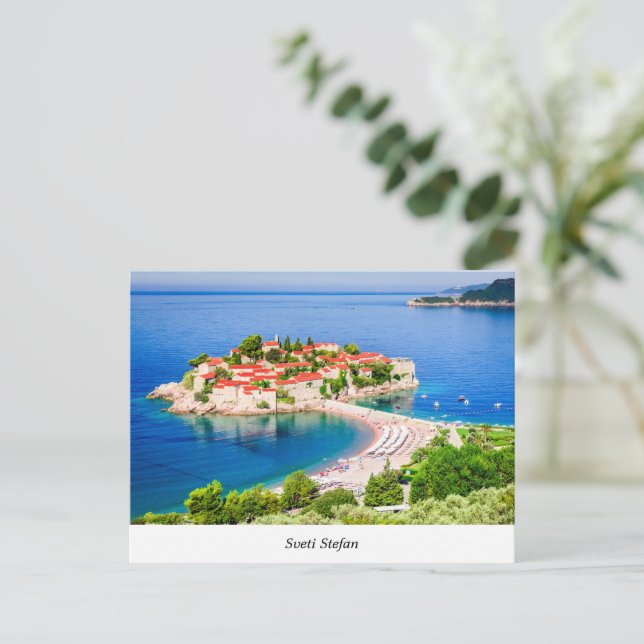Postal Sveti Stefan (Anverso de pie)