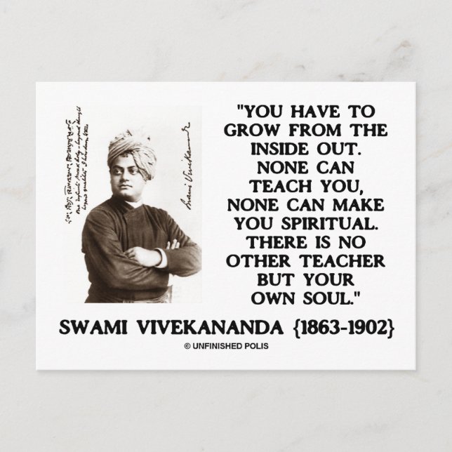 Postal Swami Vivekananda crece desde adentro hacia afuera (Anverso)