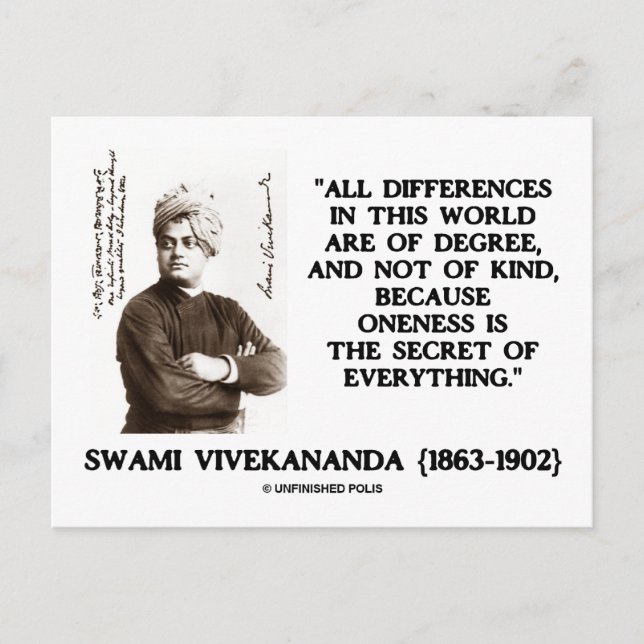 Postal Swami Vivekananda La Unicidad Secreta De Todo (Anverso)