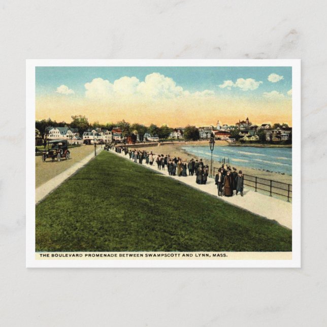 Postal Swampscott, MAMÁES Lynn, Promenade c1920s Vintage (Anverso)