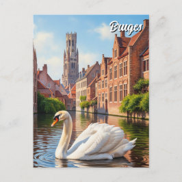 Postal Swan en Brujas Bélgica Recordatorio de viajes