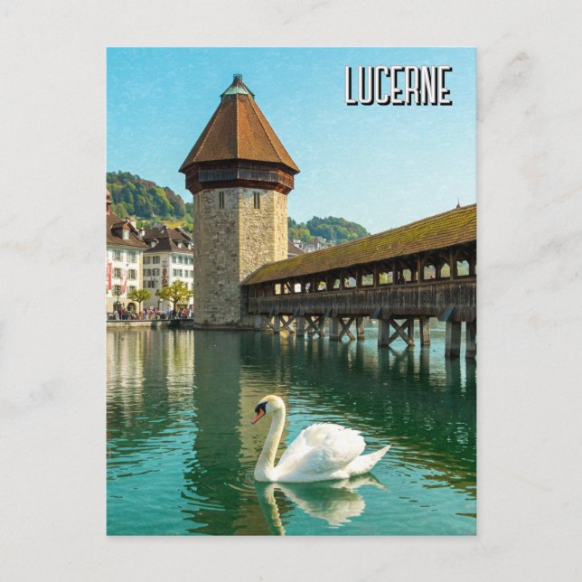 Postal Swan en Lucerna Suiza Viaje (Anverso)