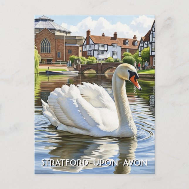 Postal Swan en Stratford-Upon-Avon England Travel (Anverso)