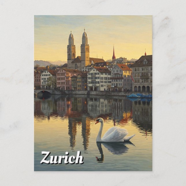 Postal Swan en Zúrich Suiza Travel (Anverso)