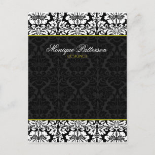 Postal Swanky Sage Black Damask Moda Bow Card