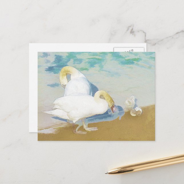 POSTAL SWANS (Anverso/Reverso In Situ)