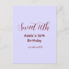 Postal Sweet 16th birthday purple pastel mauve retro name