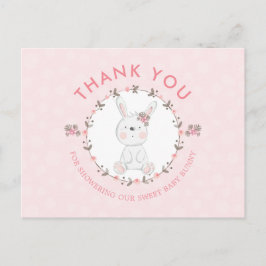 Postal Sweet Baby Bunny Floral Baby Shower Gracias