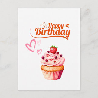 Postal Sweet Cupcake Birthday  Greeting PostCard
