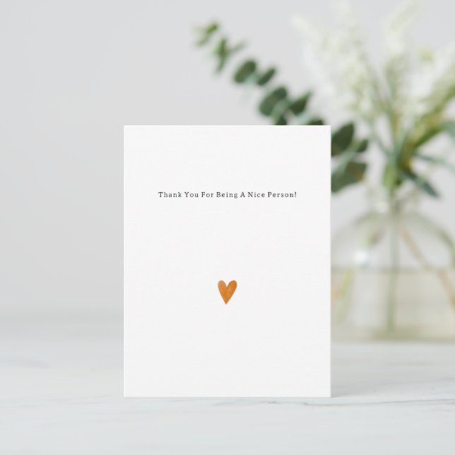Postal Sweet Elegant Thank You Quote Orange Heart Card (Anverso de pie)