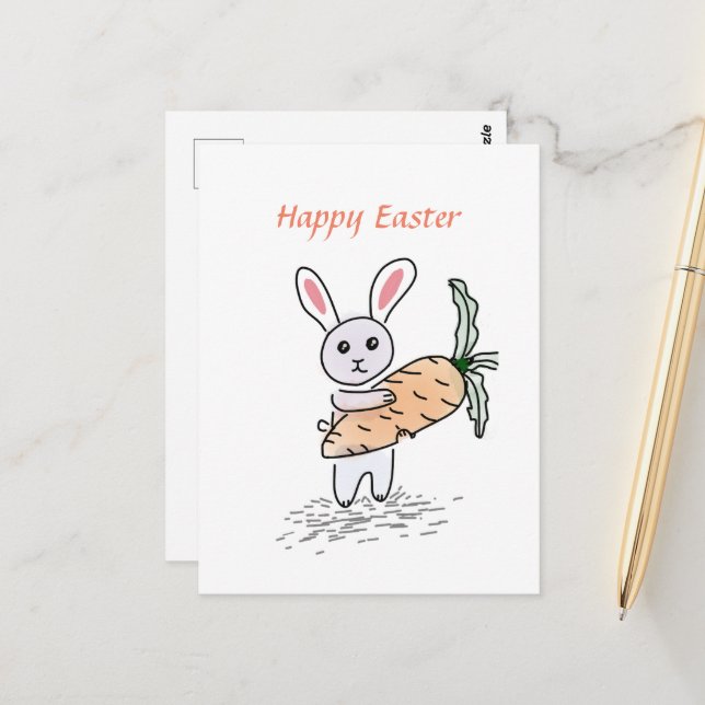 Postal Sweet Little Bunny Happy Easter Cute Card (Anverso/Reverso In Situ)