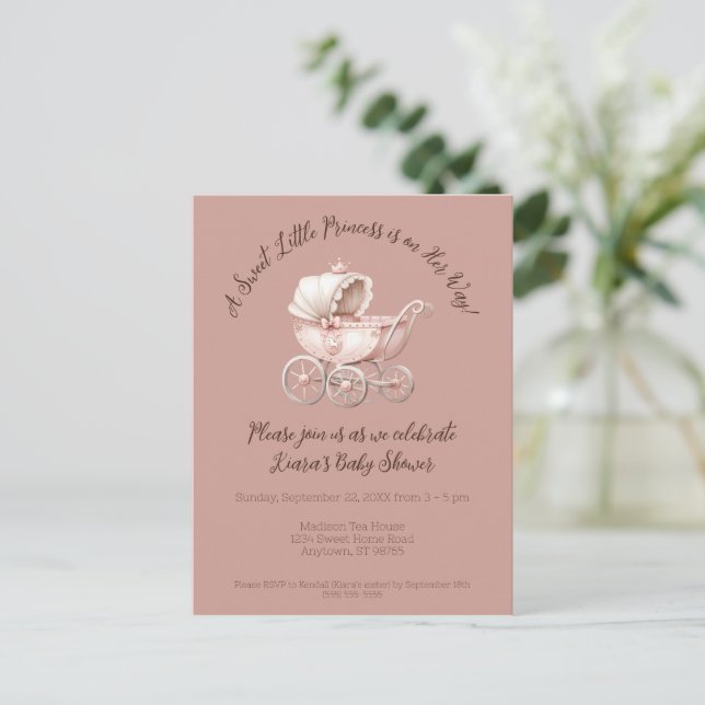 Postal Sweet Little Princess Baby Shower (Anverso de pie)