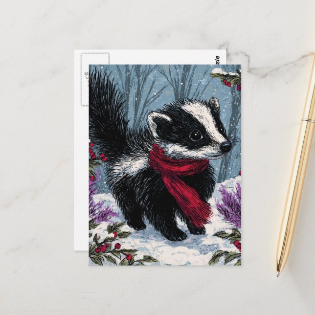 Postal Sweet Scunk en invierno (Anverso/Reverso In Situ)