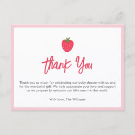 Postal Sweet Strawberry Baby Shower Thank You Card