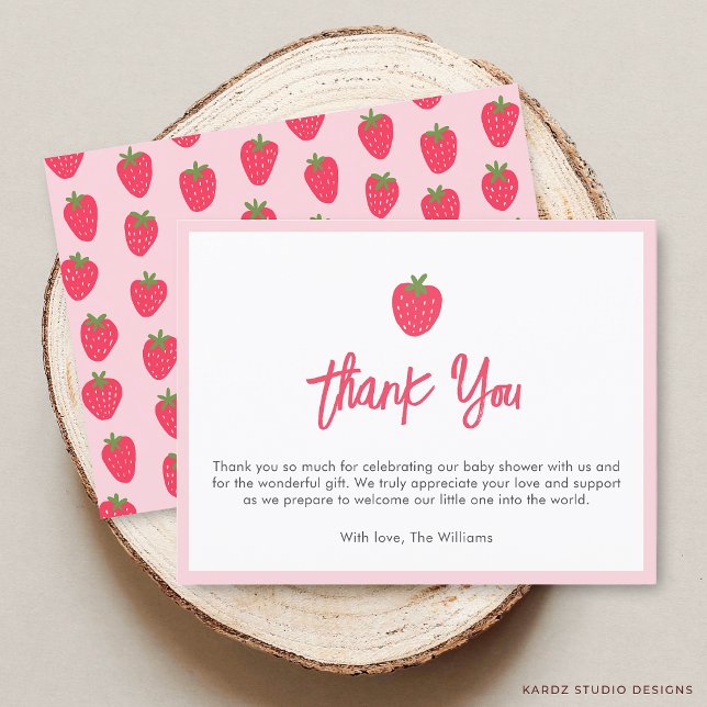 Postal Sweet Strawberry Baby Shower Thank You Card (The front and back of the card are shown in 3.5 x 5 in. Choose size, paper, and corner style.)